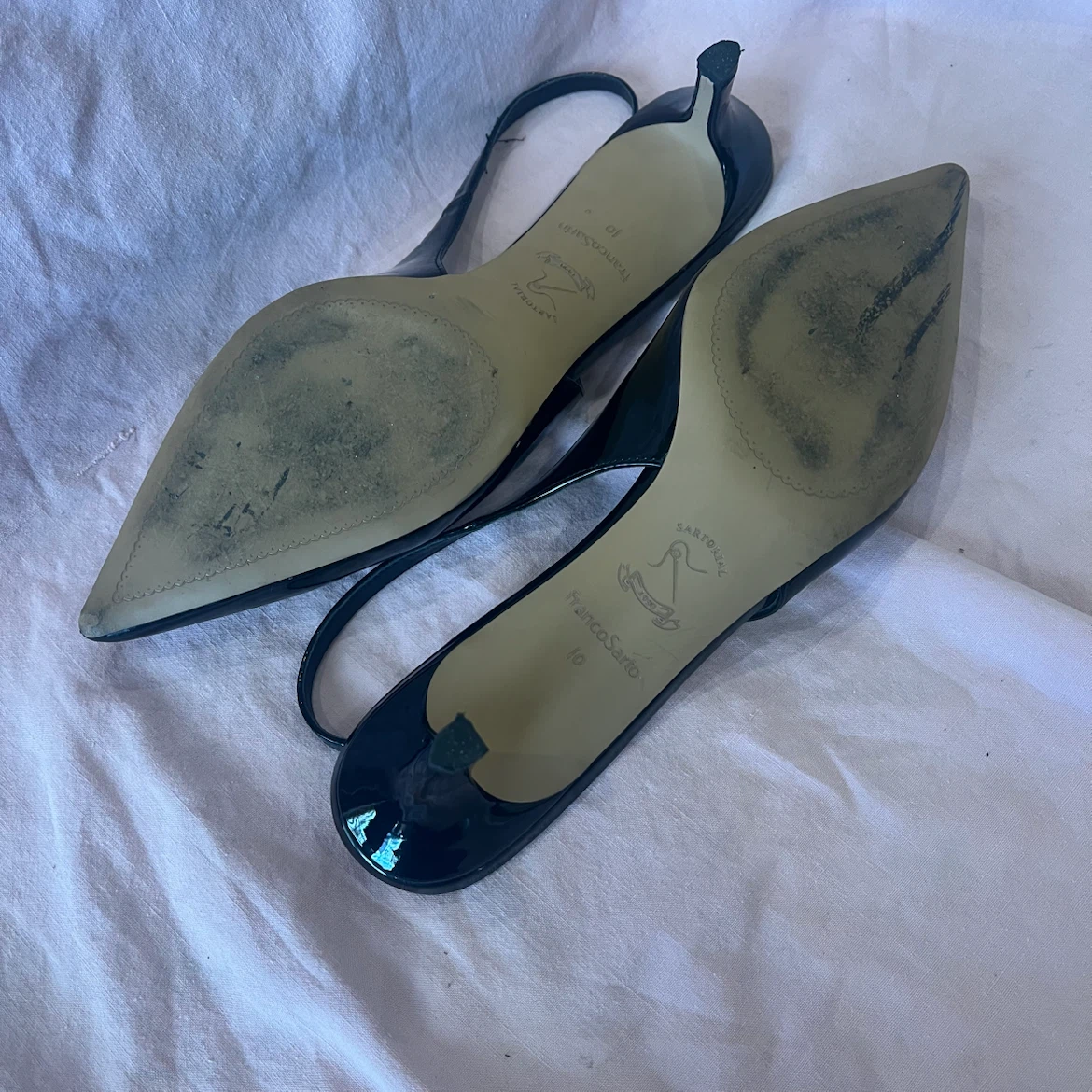 Franco Sarto Black Patent Slingback Heels Size 10 - photo 4