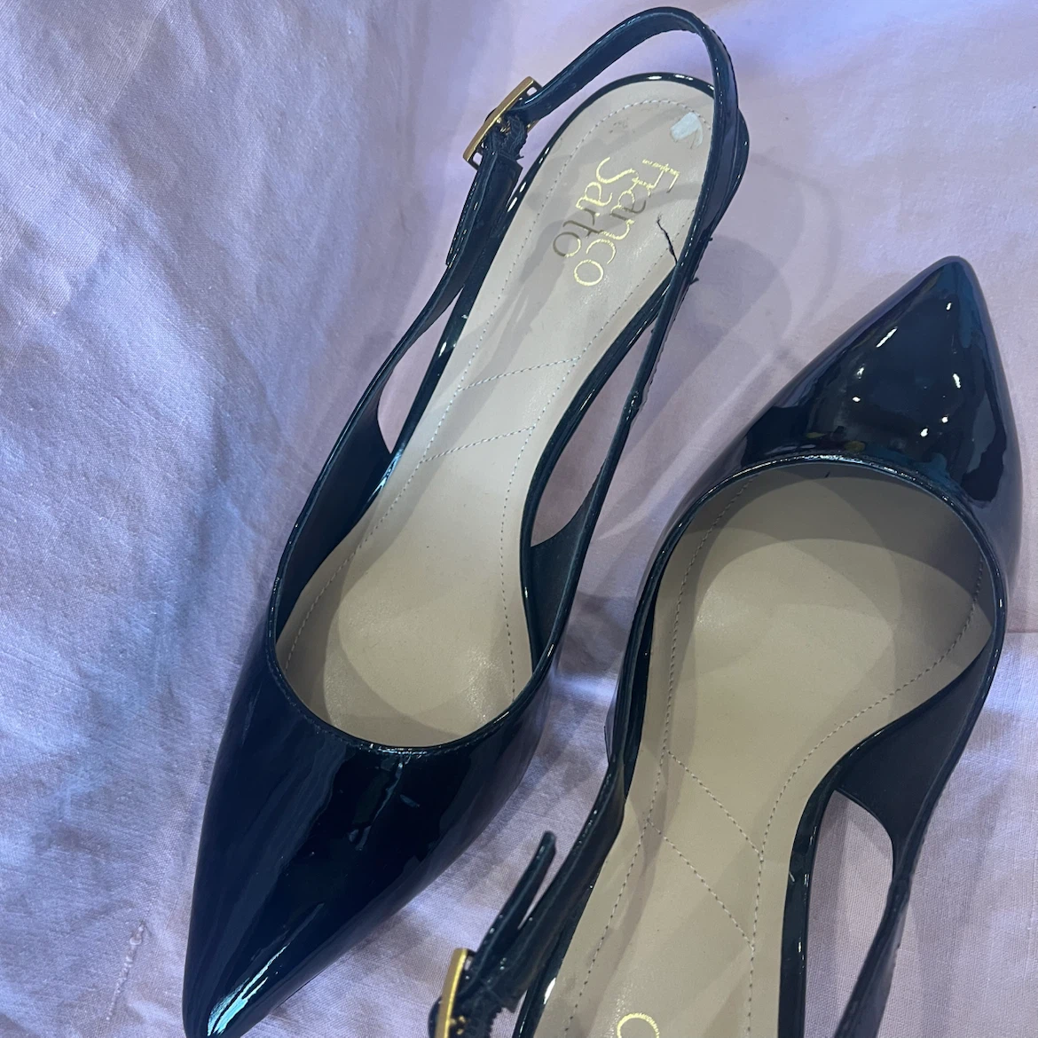 Franco Sarto Black Patent Slingback Heels Size 10 - photo 5