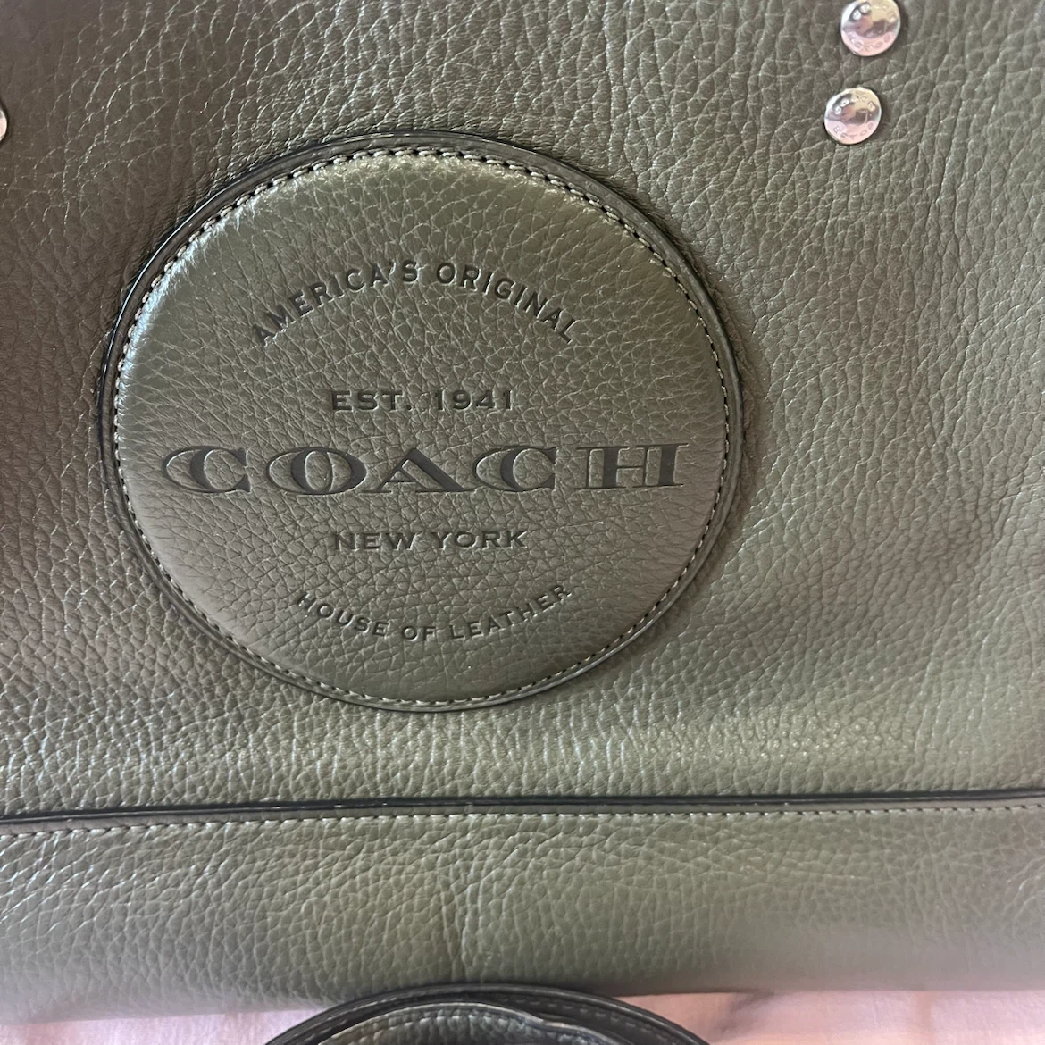 Coach Leather Tote Bag - Olive Green - photo 2