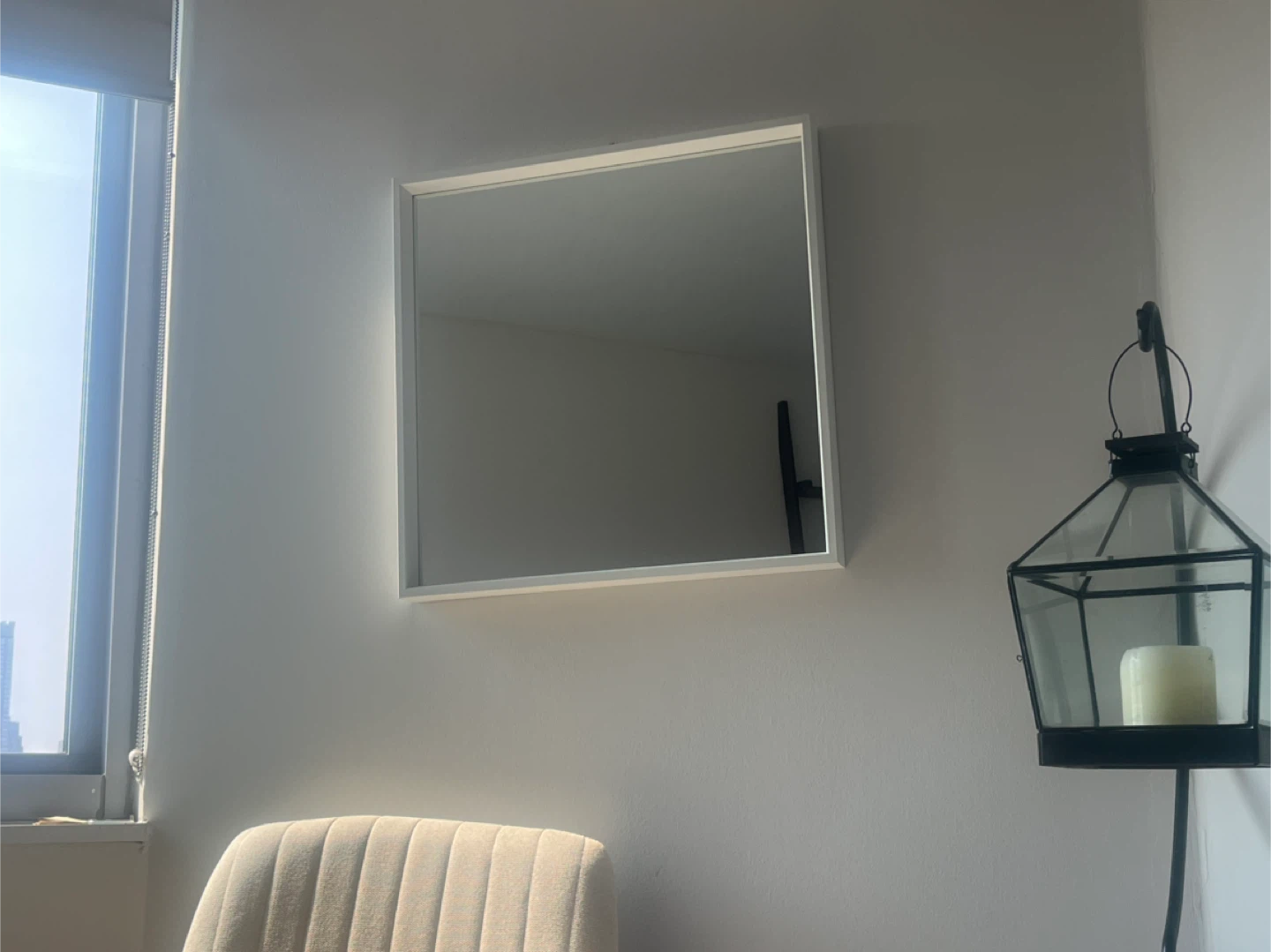 Modern Square Mirror with White Frame