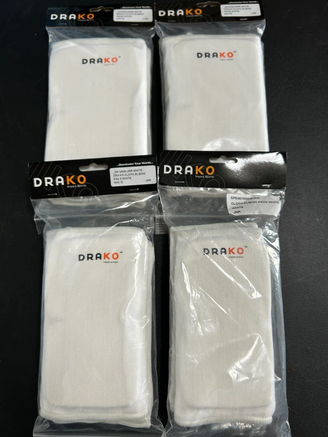 DRAKO Cloth Elbow Pads - White - JNR