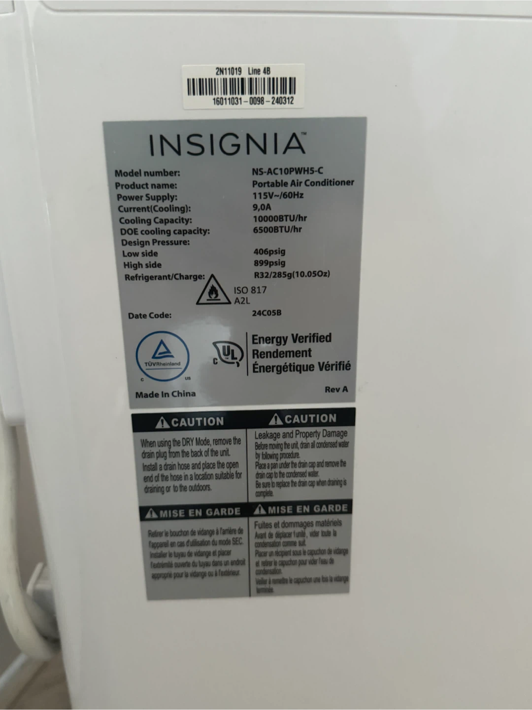 Insignia NS-AC10PWH5-C Portable Air Conditioner - photo 3
