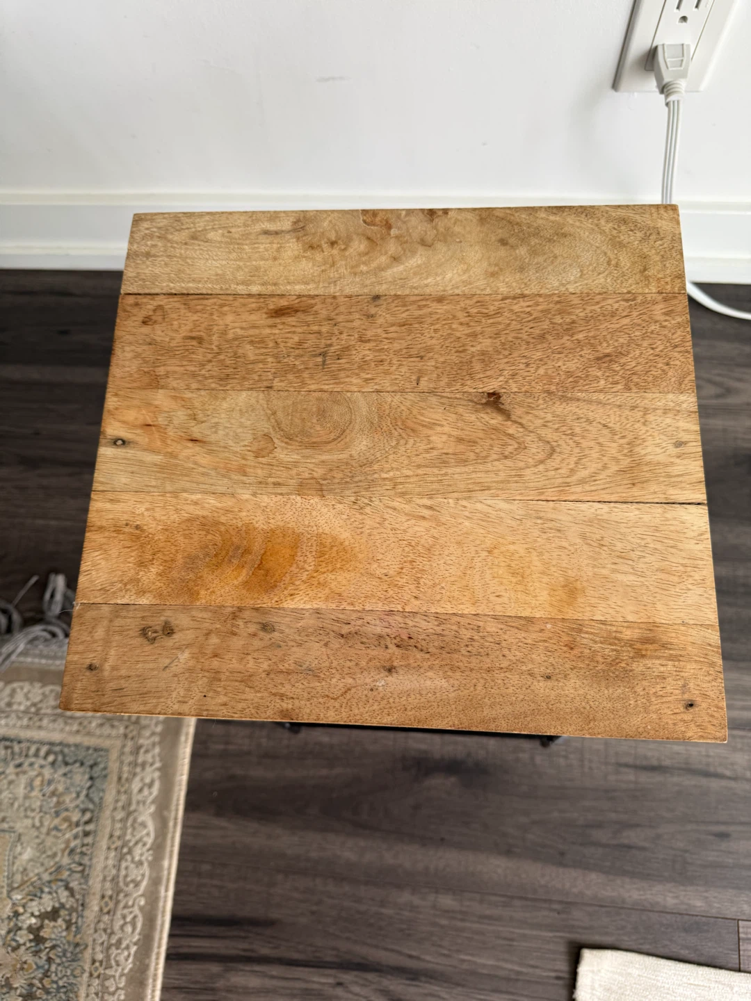 Wood Top Side Table with Metal Base - photo 2