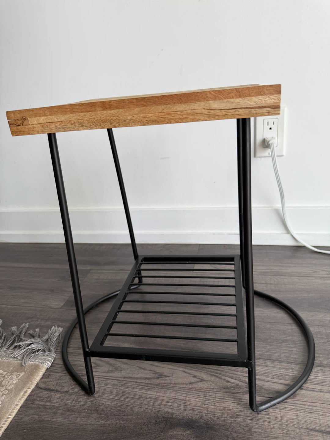 Wood Top Side Table with Metal Base - photo 3