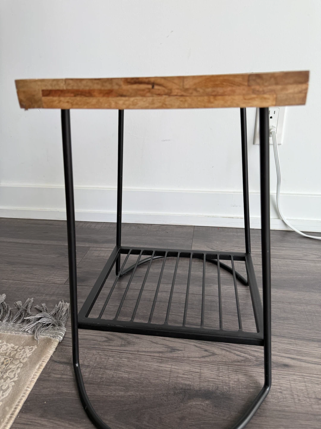 Wood Top Side Table with Metal Base - photo 4