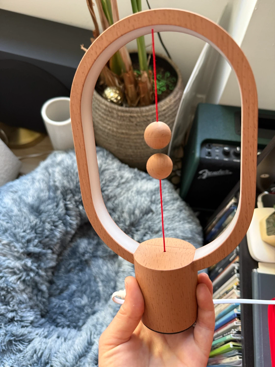 Wooden Desk Lamp with Magnetic Levitating Balls