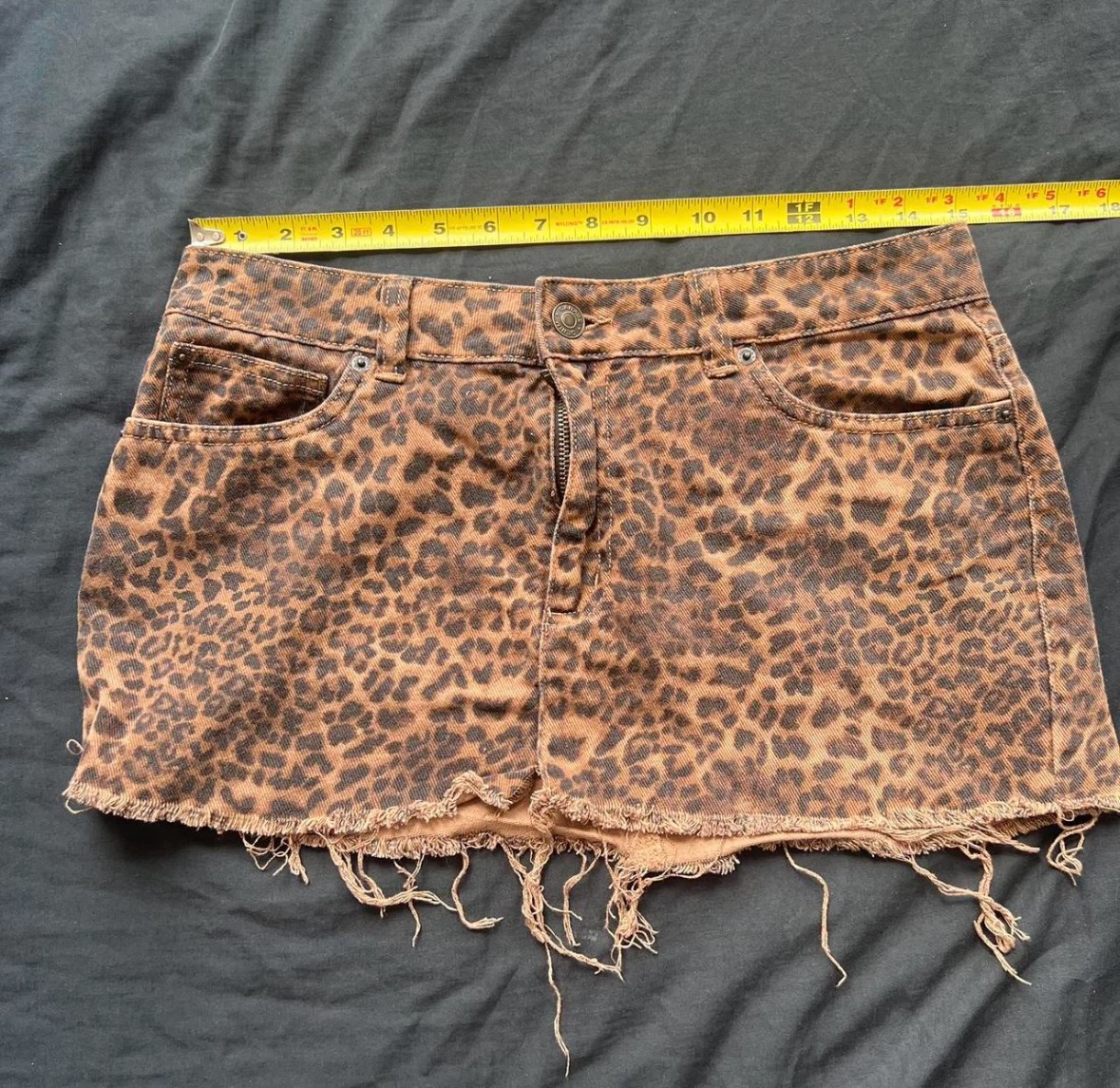 Brown Leopard Print Denim Mini Skirt - photo 2
