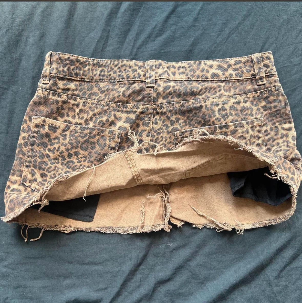 Brown Leopard Print Denim Mini Skirt - photo 3