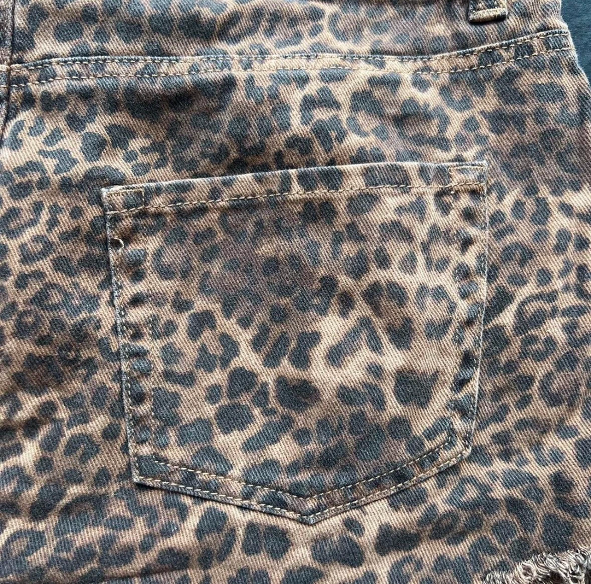 Brown Leopard Print Denim Mini Skirt - photo 4