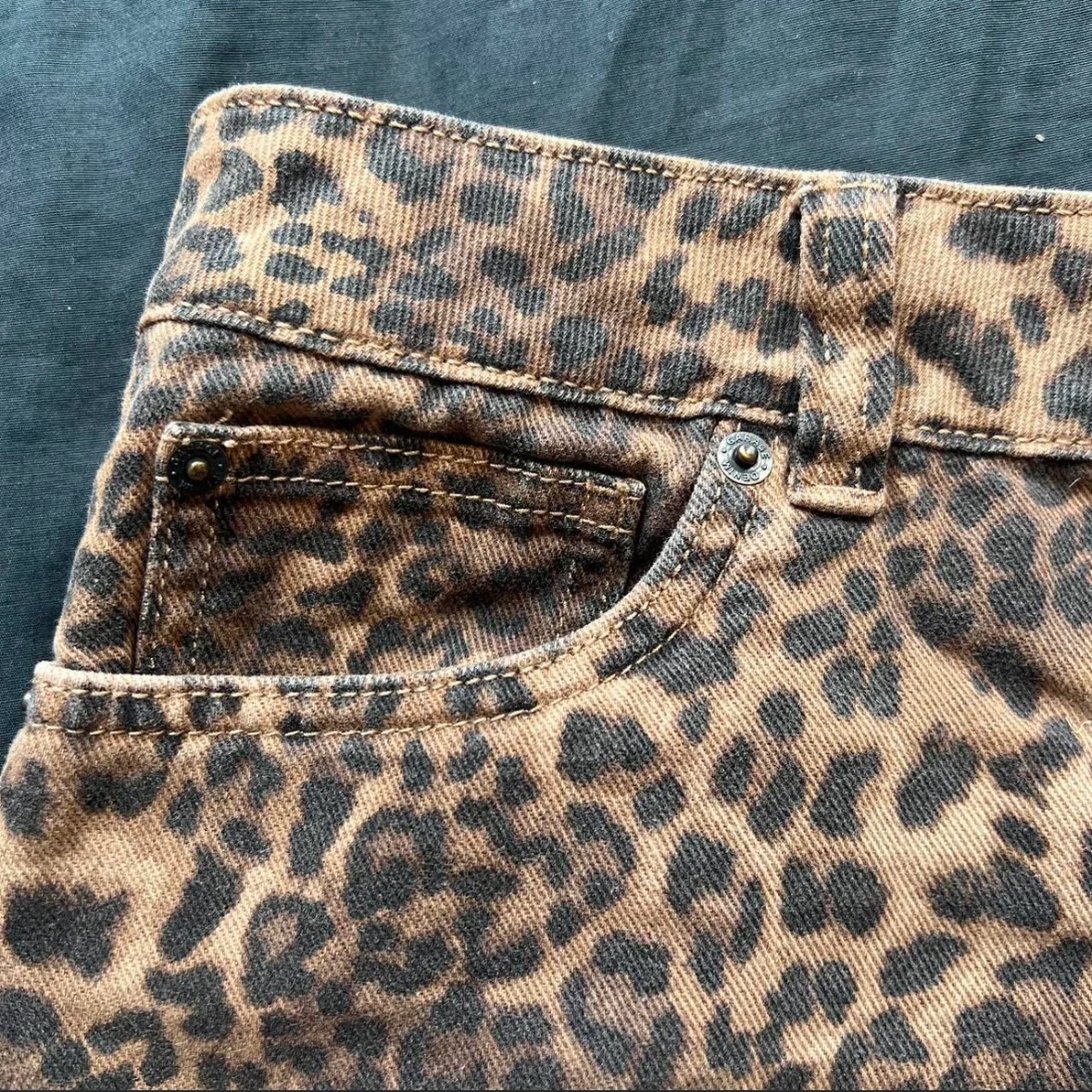 Brown Leopard Print Denim Mini Skirt - photo 5