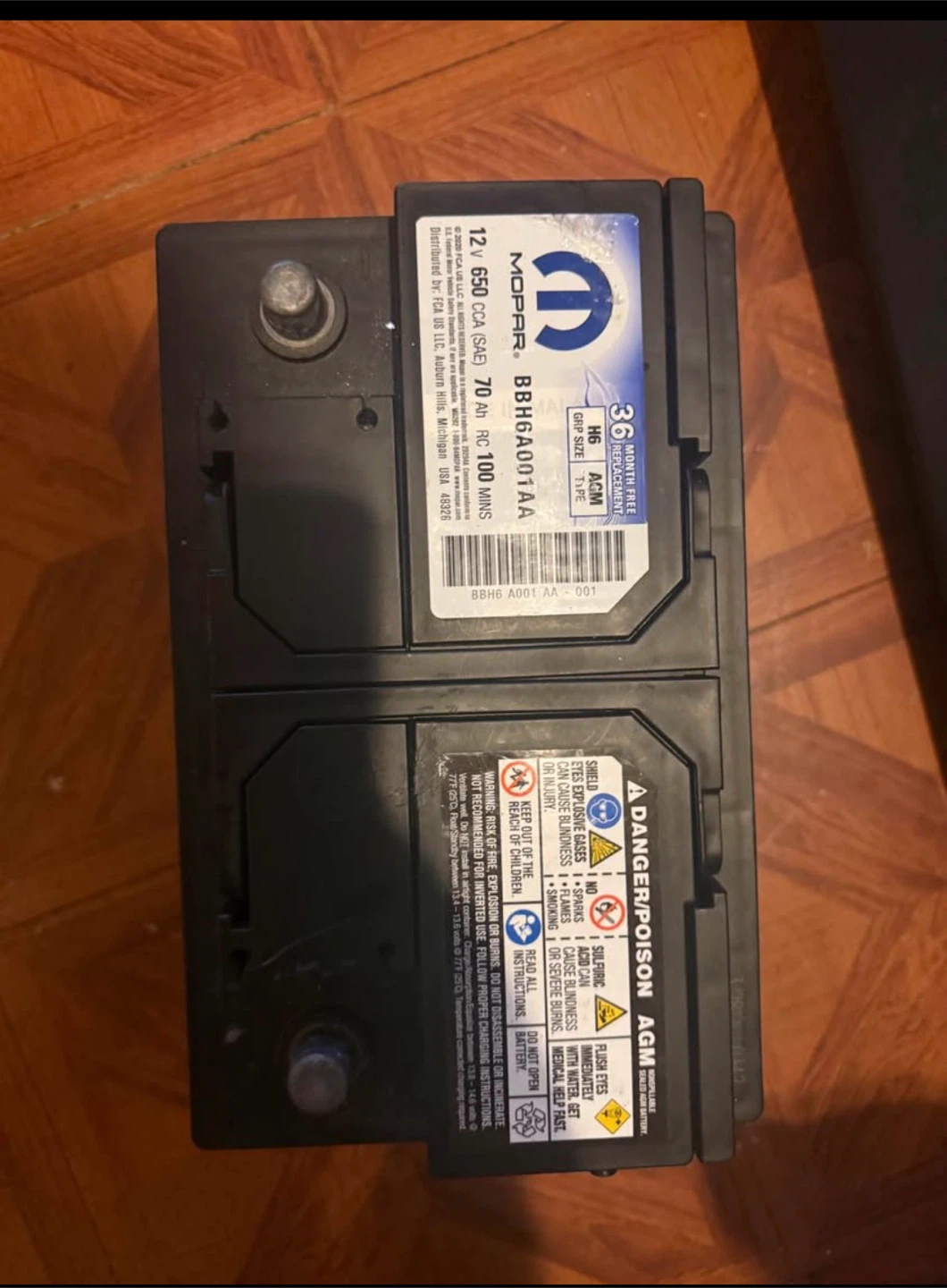 Mopar H6 AGM Car Battery BBH6A001AA