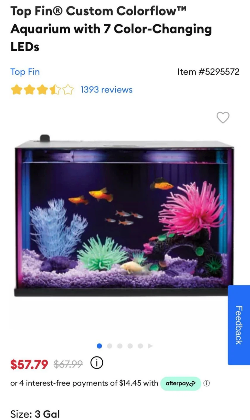 Top Fin Custom Colorflow Aquarium with 7 Color-Changing LEDs