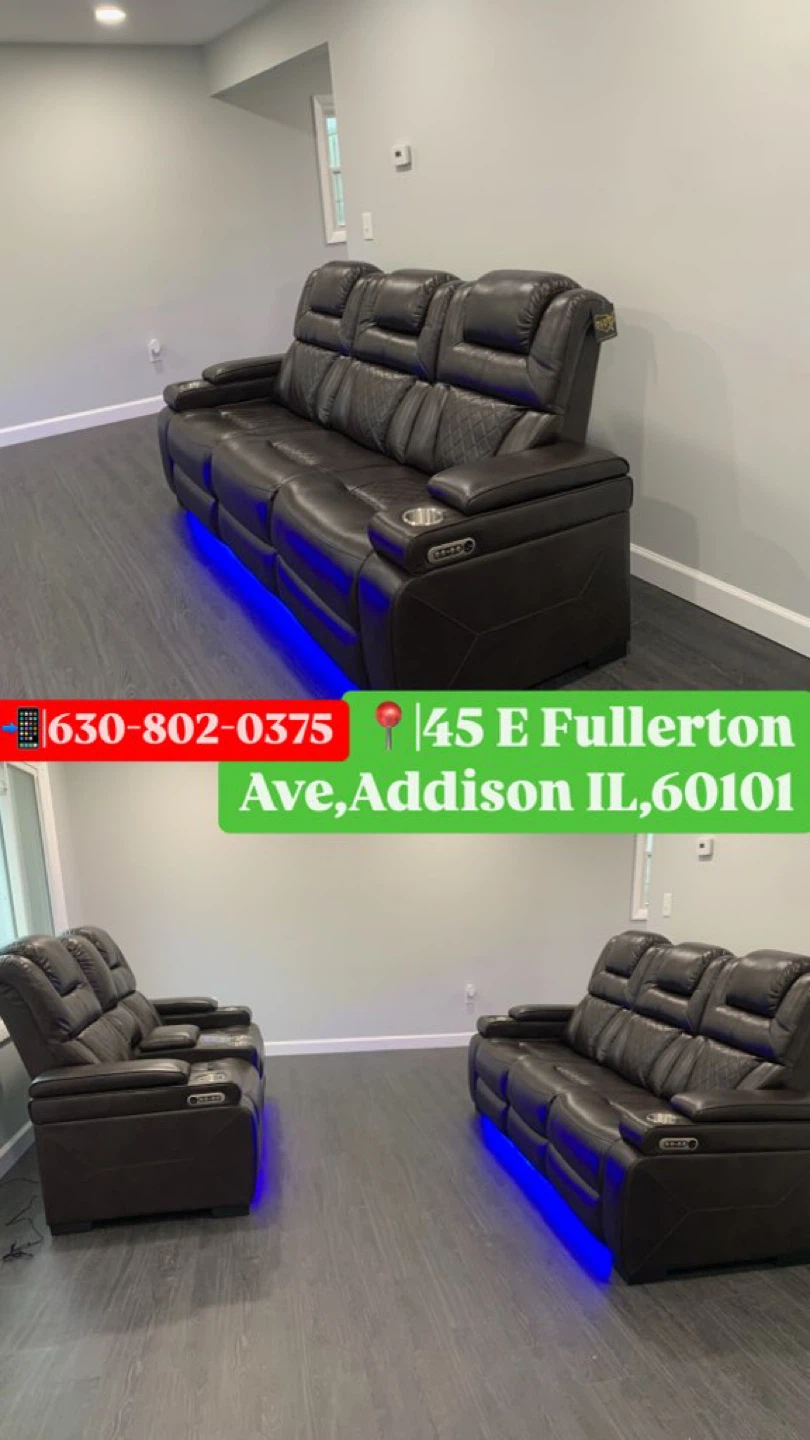 Black Leather Home Theater Recliner Seating