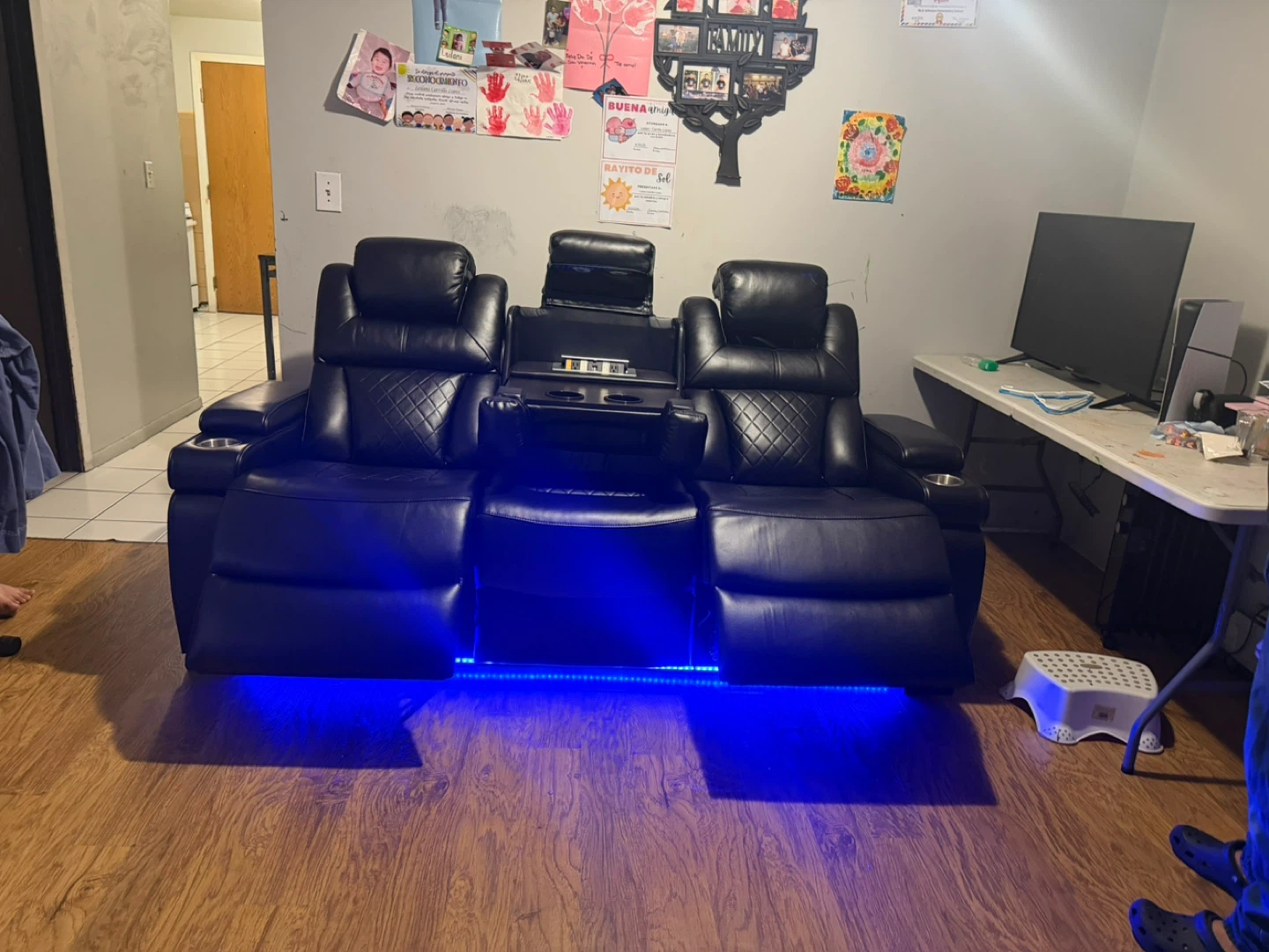 Black Leather Home Theater Recliner Seating - photo 4