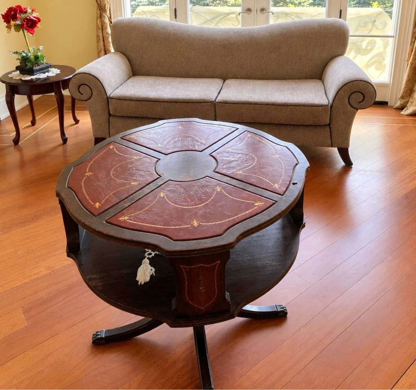Antique Leather Top Table