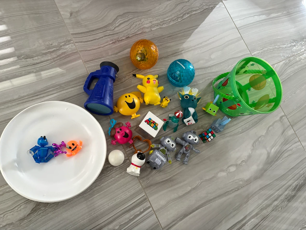 Assorted Kids Toys and Easter Bucket