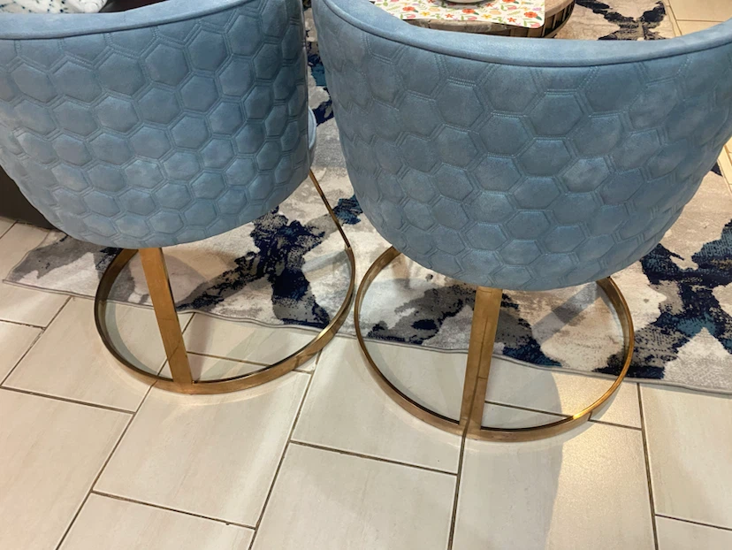 Set of 2 Blue Swivel Accent Chairs