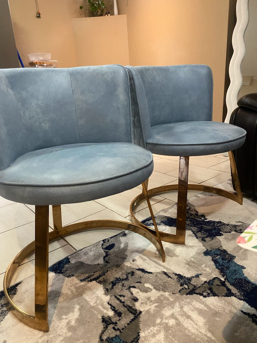 Set of 2 Blue Swivel Accent Chairs - photo 2