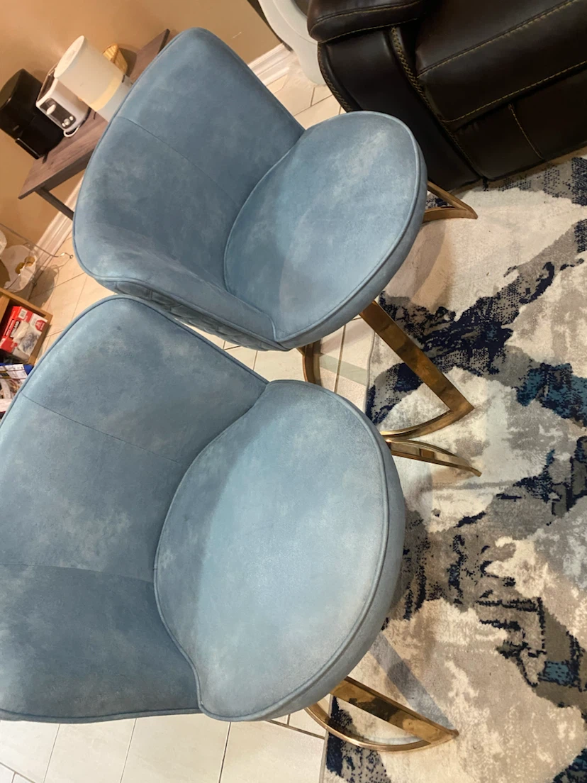 Set of 2 Blue Swivel Accent Chairs - photo 3