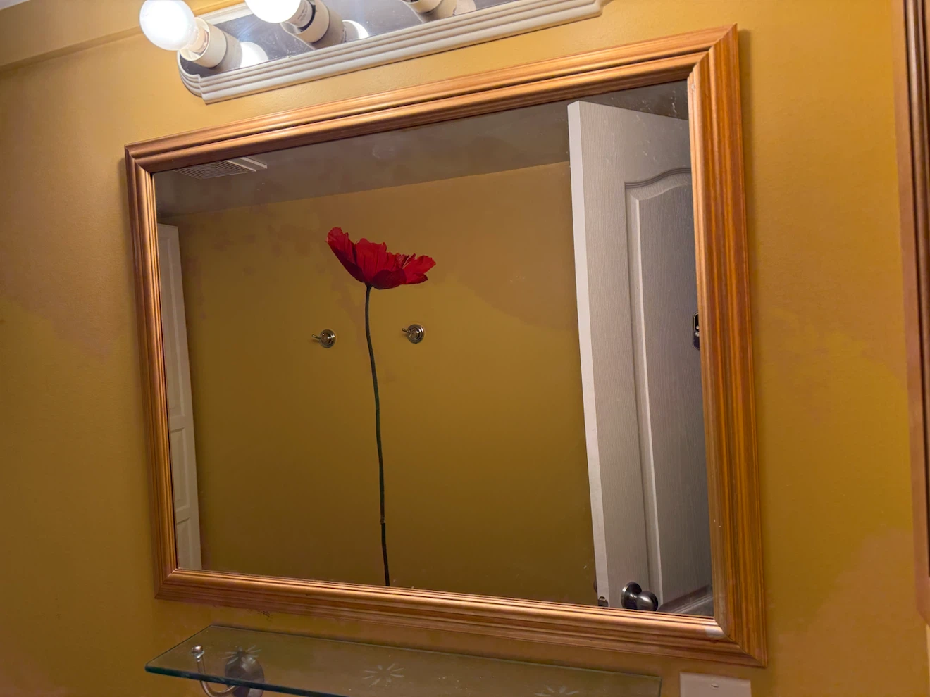 Framed Bathroom Mirror with Wood Frame - photo 2