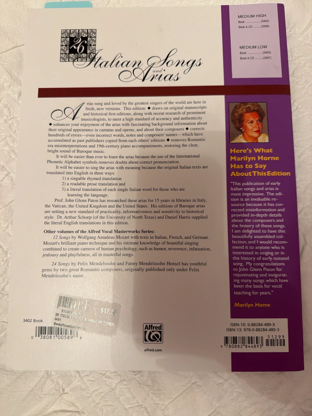 Alfred Italian Songs and Arias Vocal Music Book - photo 2