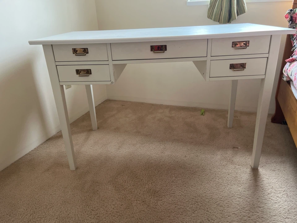 White Writing Desk with 6 Drawers - photo 2
