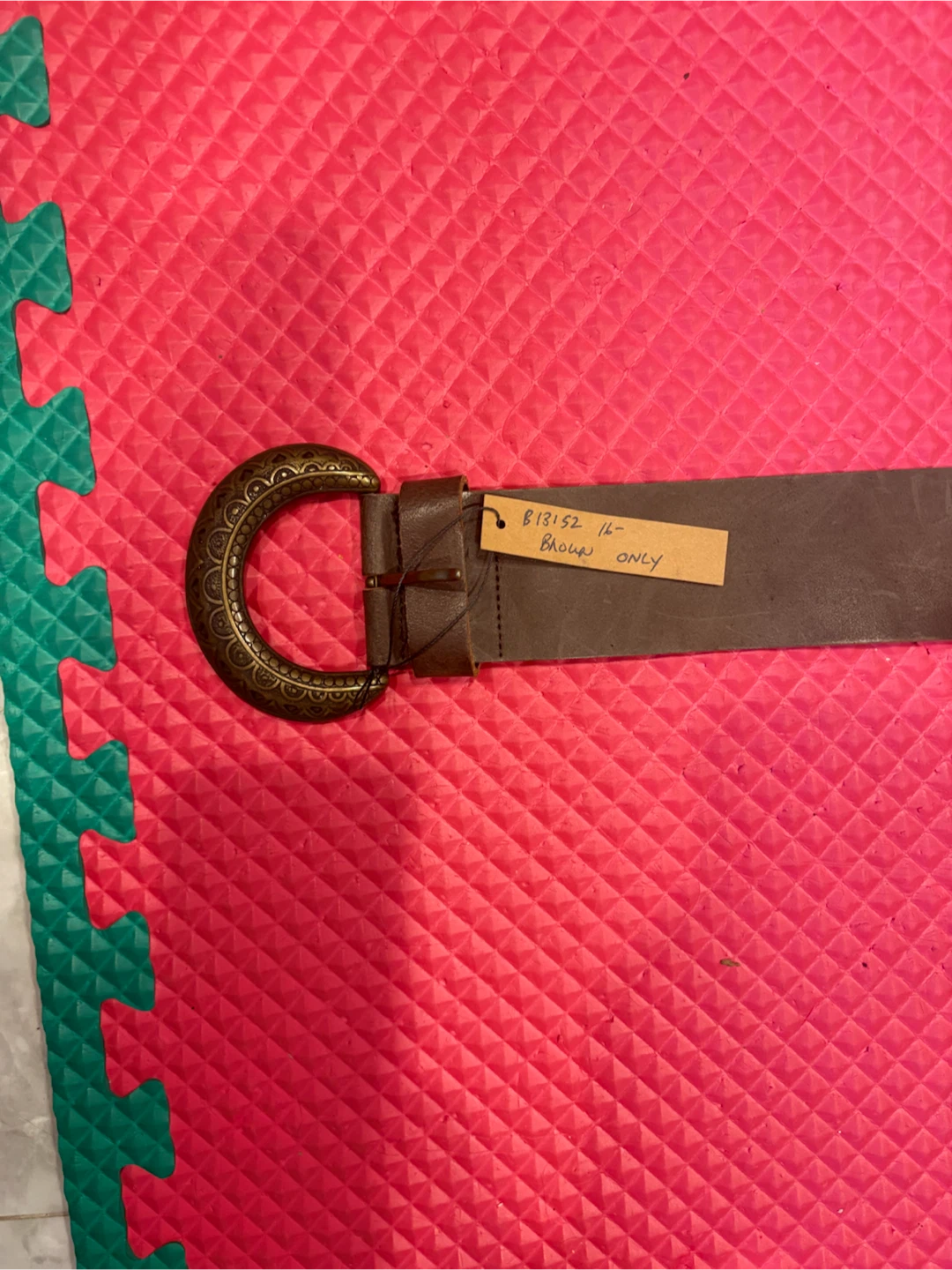 Brown Leather Belt with Decorative Buckle - photo 2