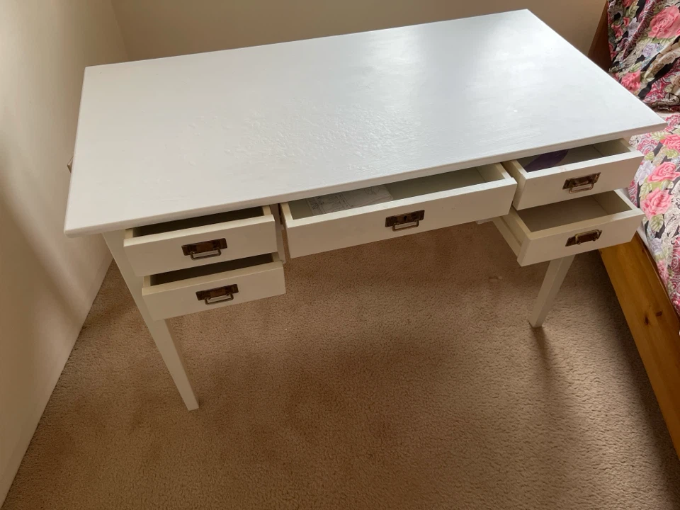 White Writing Desk with 6 Drawers - photo 3