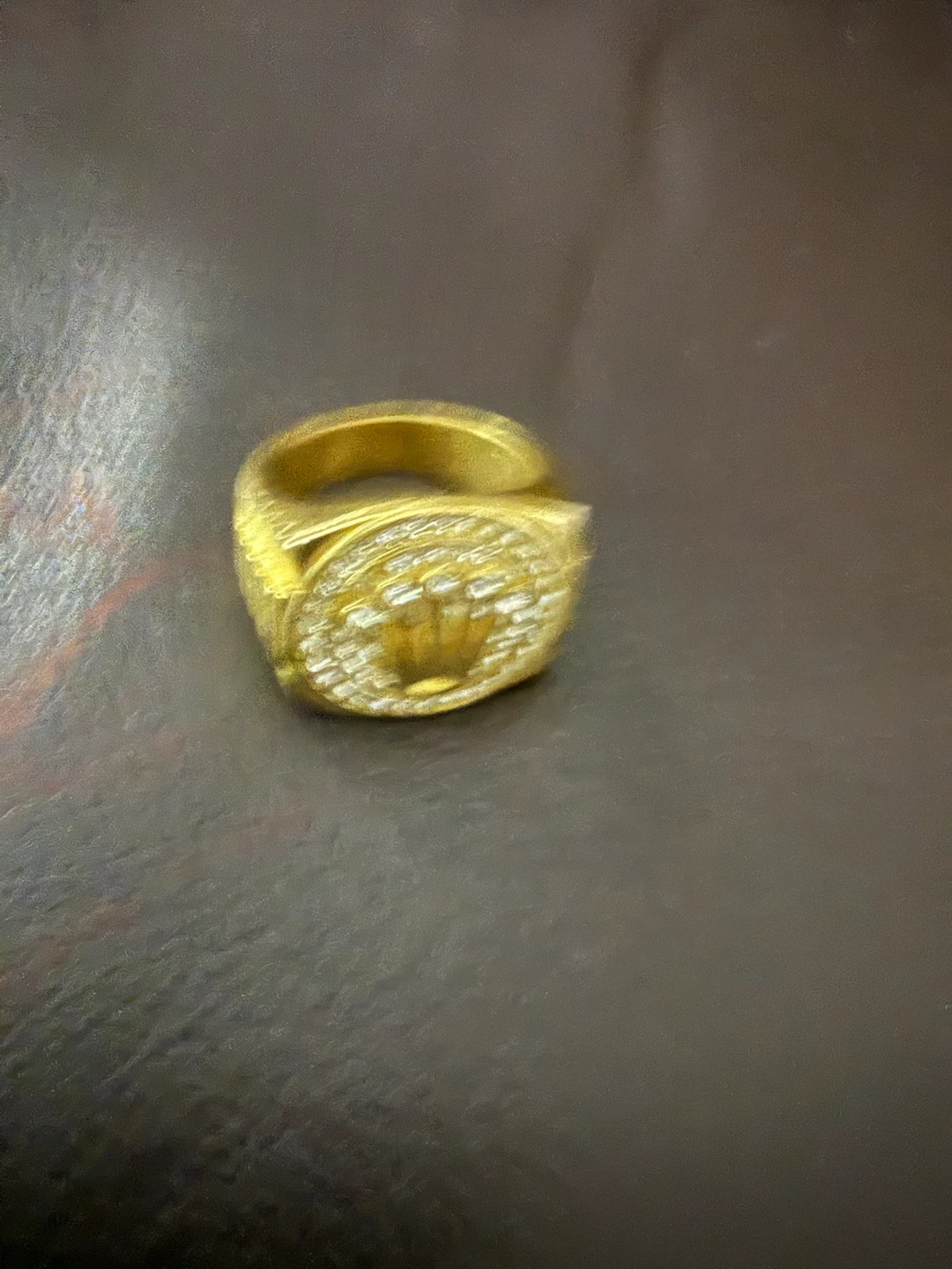 Gold Ring with Diamonds and Crown Logo - photo 4