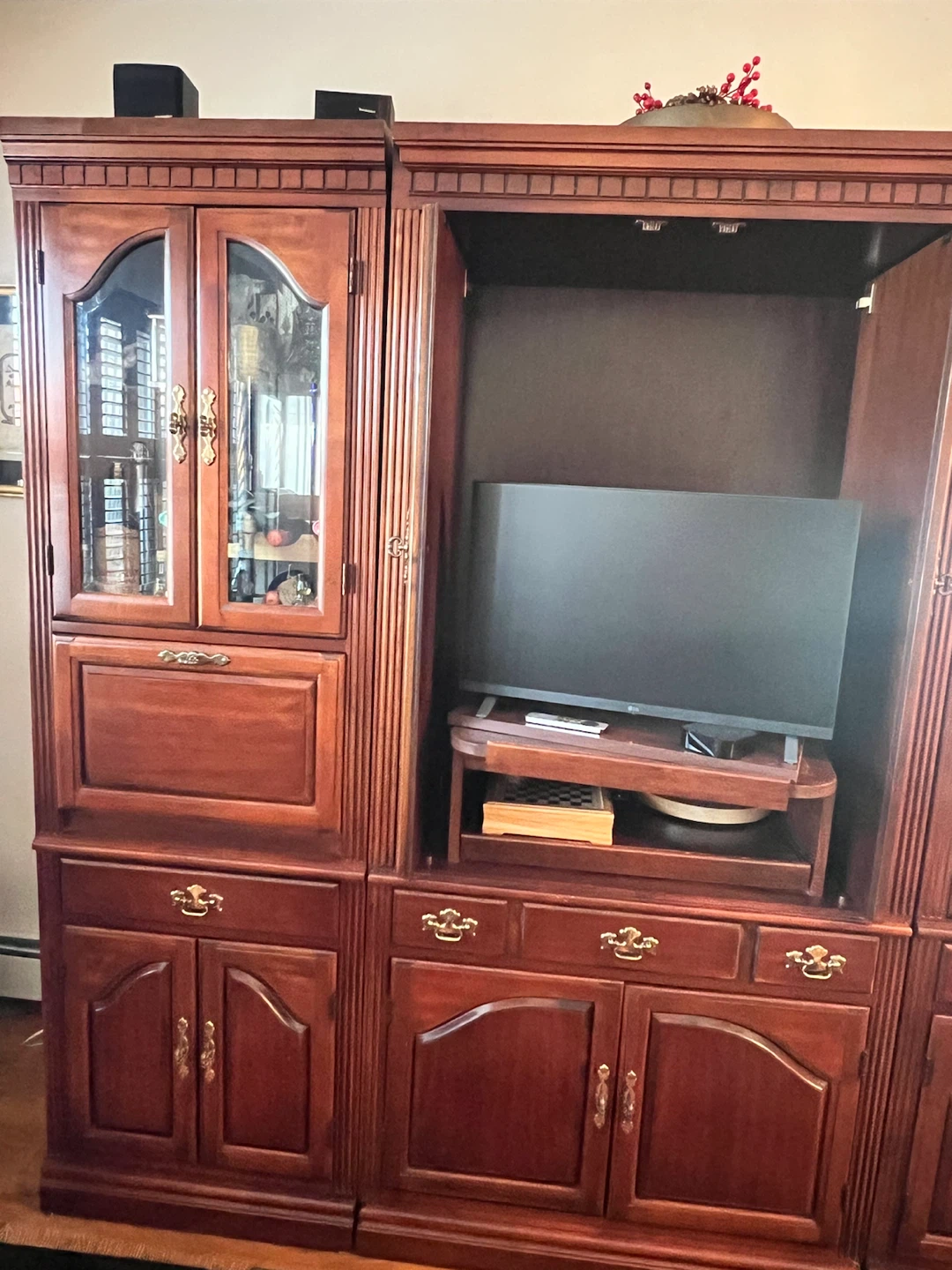 Wood Entertainment Center with Glass Doors - photo 4