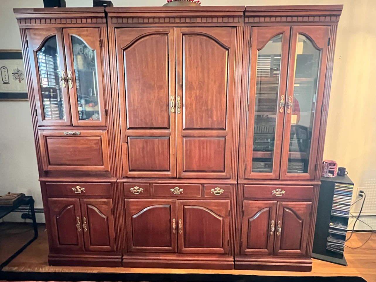 Wood Entertainment Center with Glass Doors - photo 5