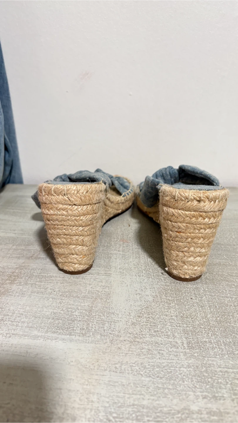 Denim Wedge Espadrille Sandals - photo 2