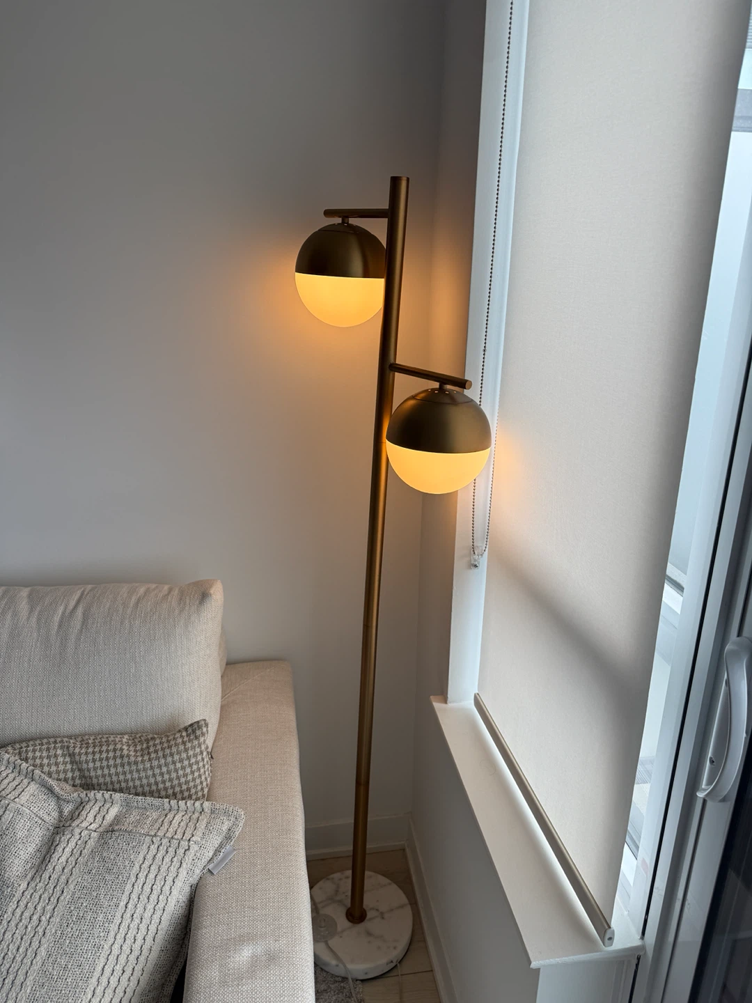 Gold Floor Lamp with Marble Base