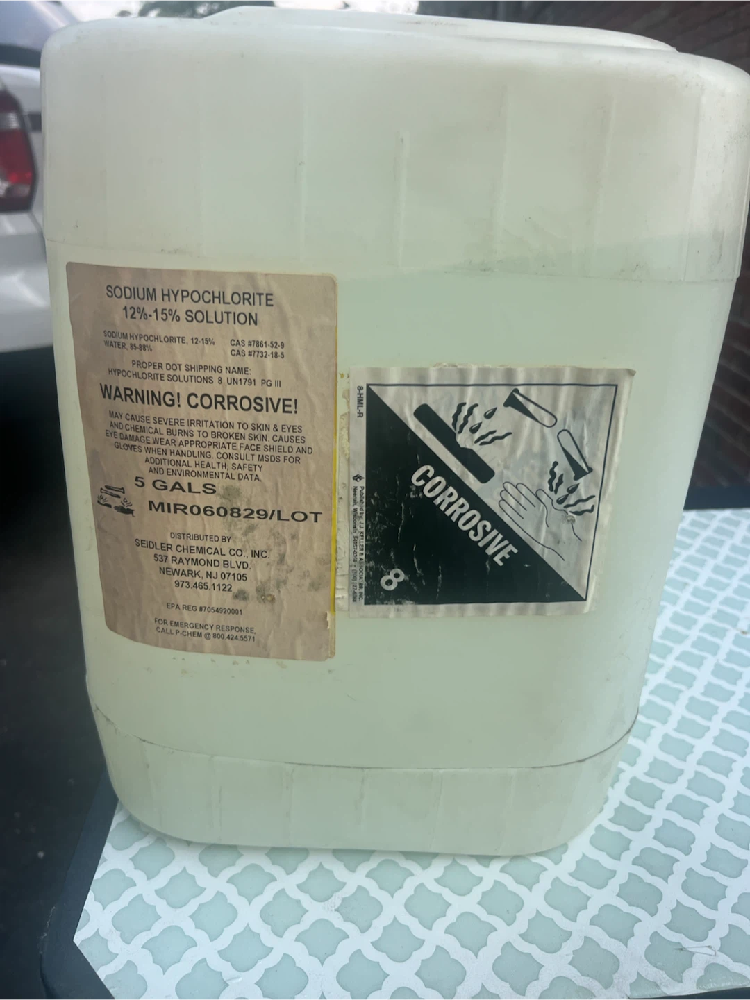 Sodium Hypochlorite 12-15% Solution - 5 Gallons