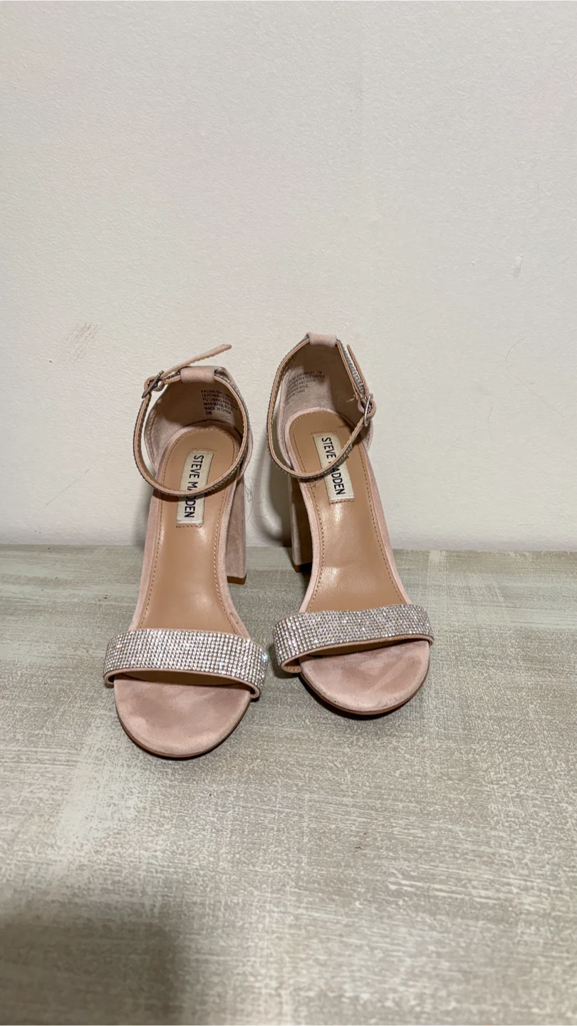 Steve Madden Women's Pink Embellished Block Heel Sandals Size 7