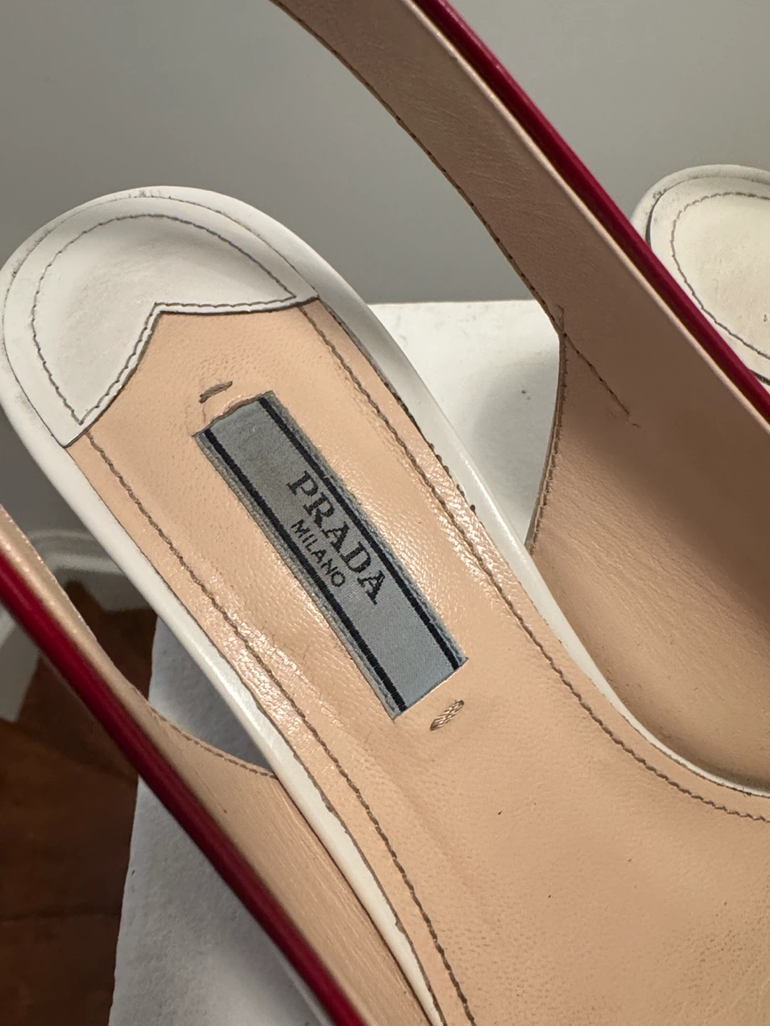 Prada Slingback Heels White Red Size 38.5 - photo 3