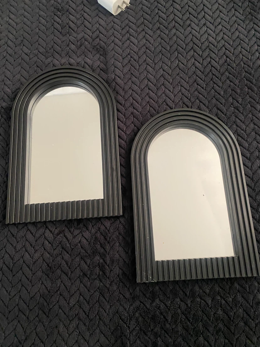 Set of 2 Arched Black Framed Mirrors