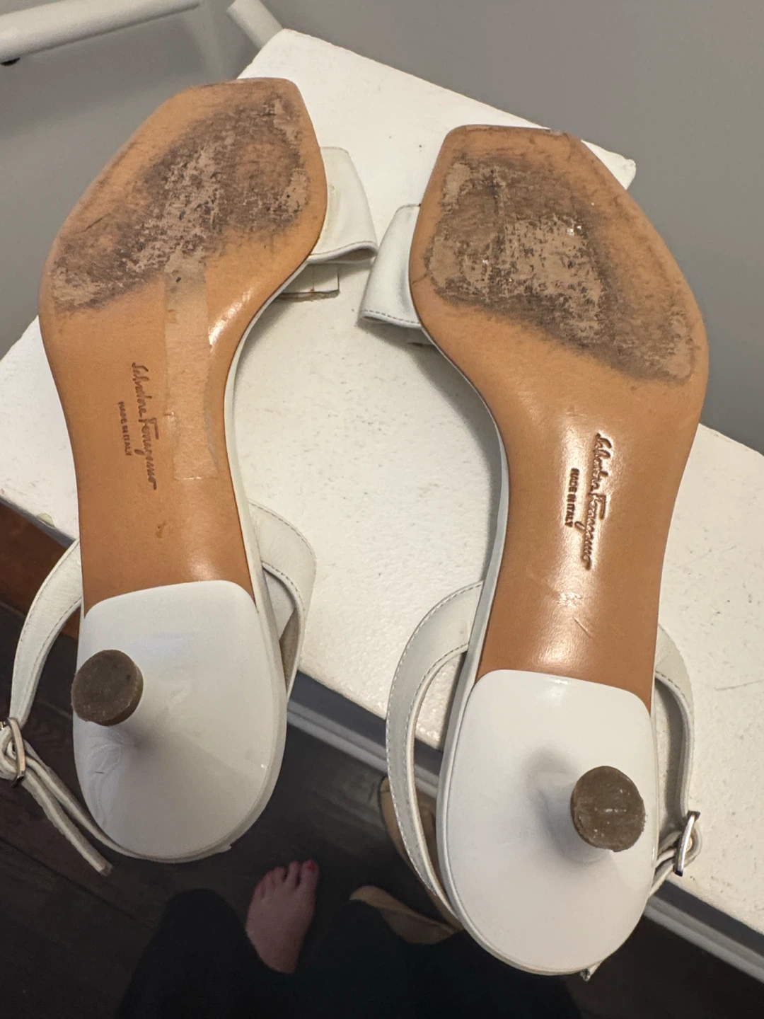 Salvatore Ferragamo White Slingback Heels - photo 4