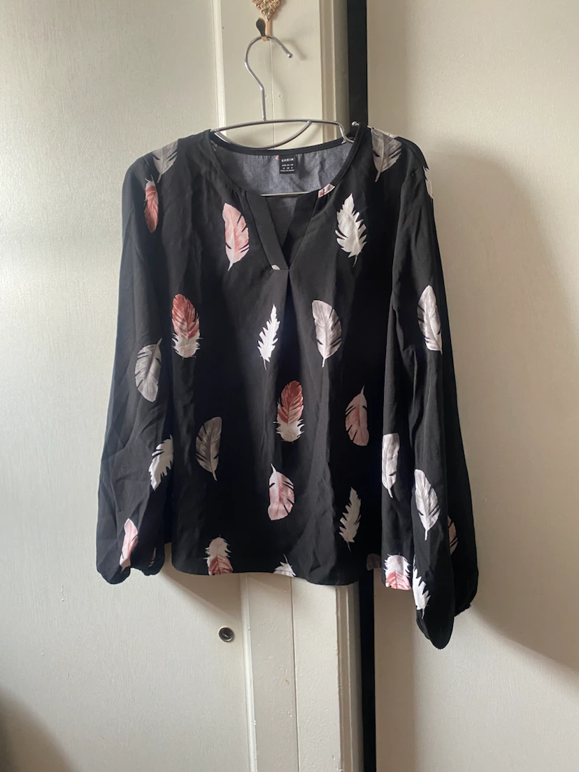 Black Feather Print Blouse - photo 2