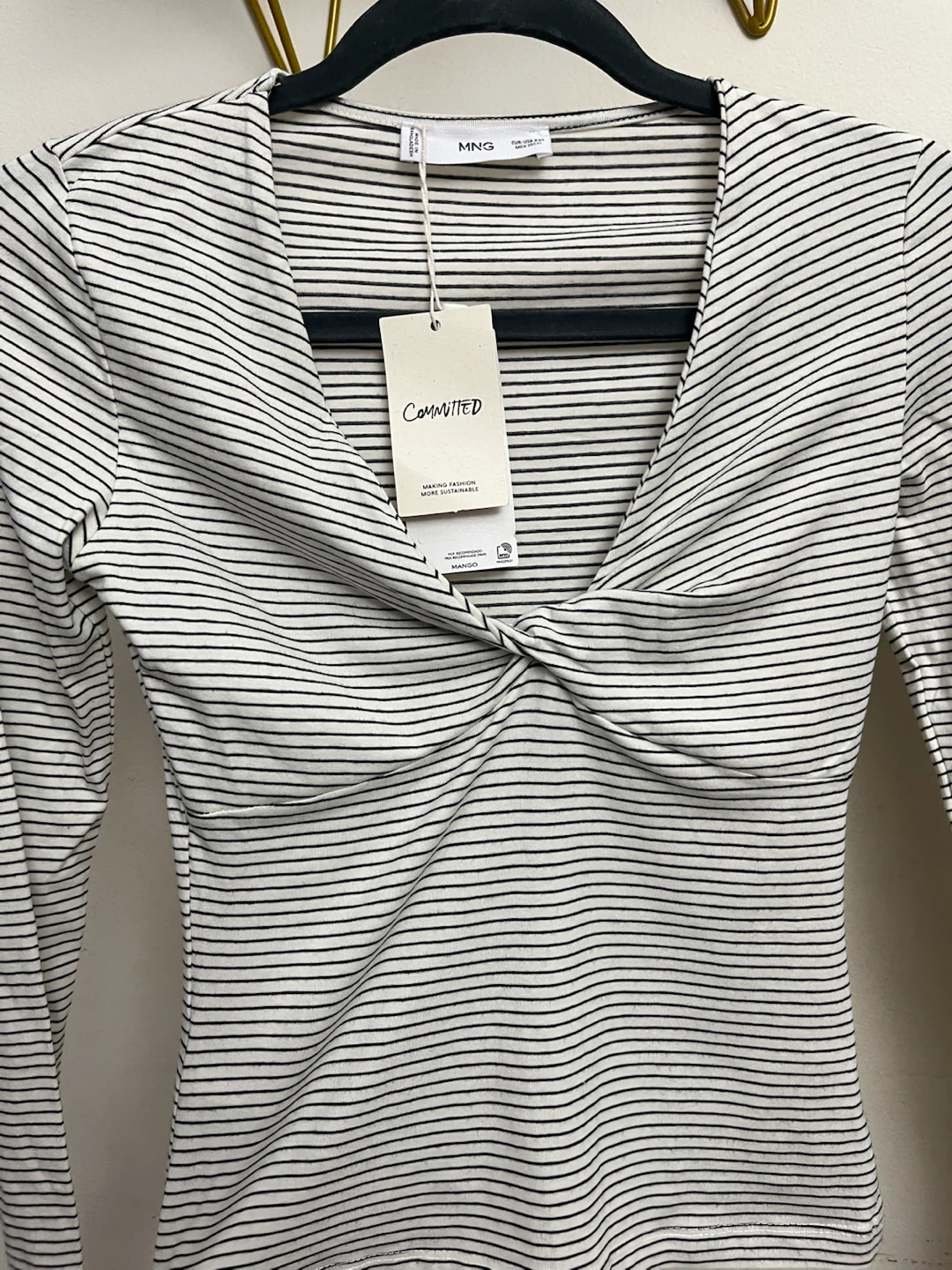 Mango Striped Twist Front Long Sleeve Top - photo 3