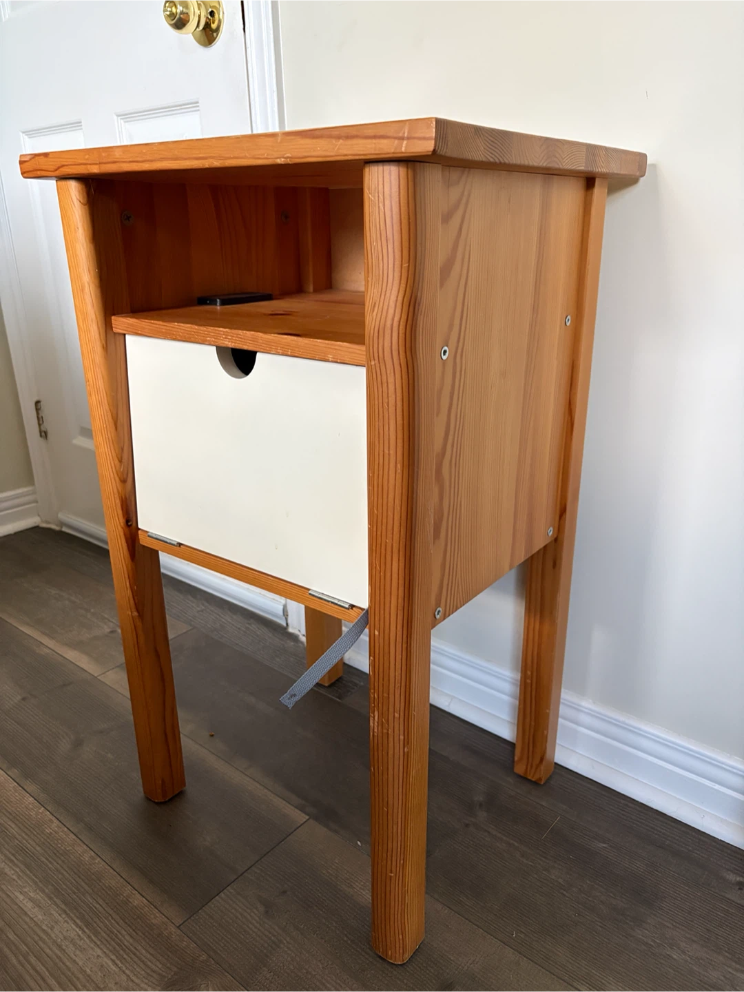 Wooden Nightstand with Drawer - photo 3