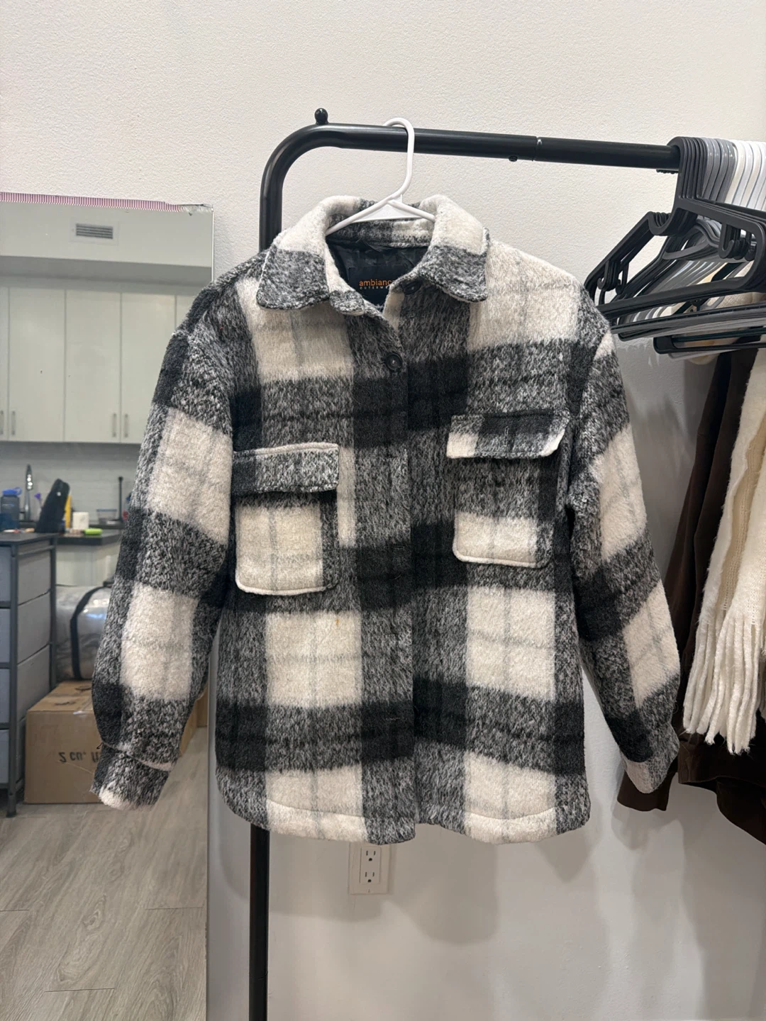 Ambiance Outerwear Plaid Shacket Size S