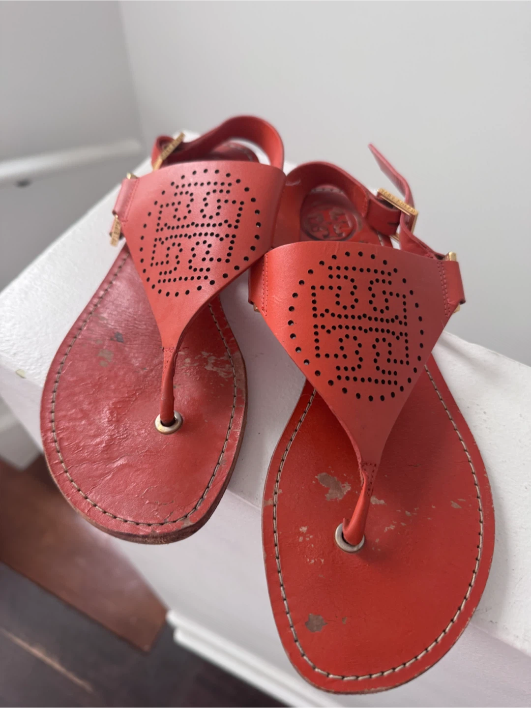 Tory Burch Orange Leather Sandals
