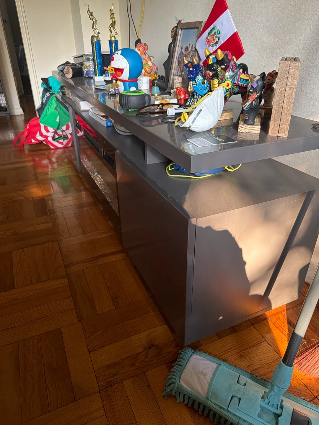 Gray Entertainment TV Stand with Electric Fireplace - photo 3
