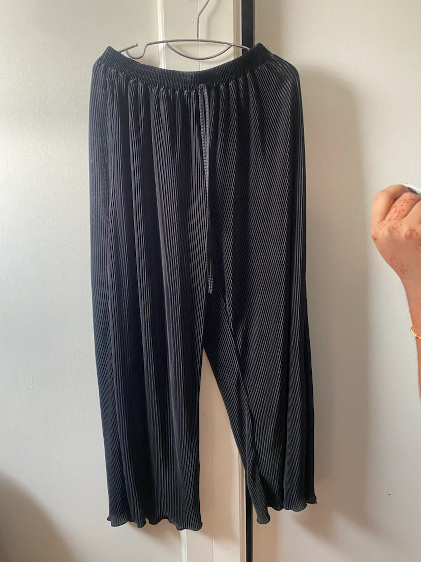 Black Pleated Wide Leg Pants