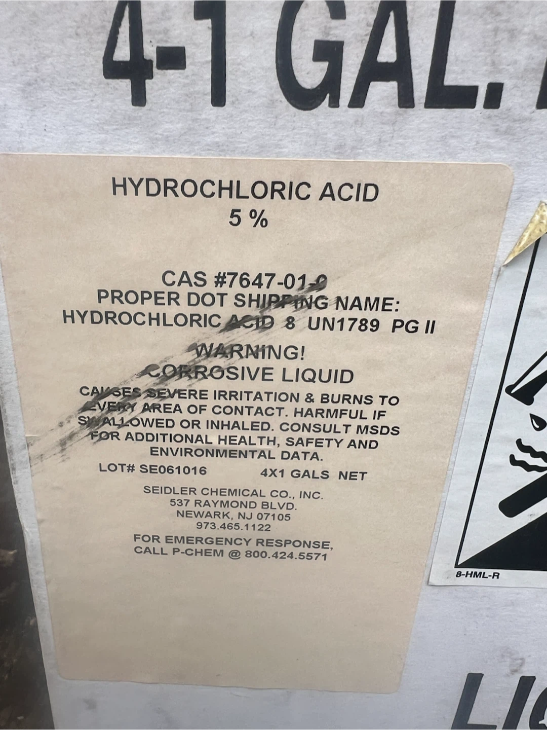 Seidler Chemical Hydrochloric Acid 5% - 1 Gallon ) - photo 4