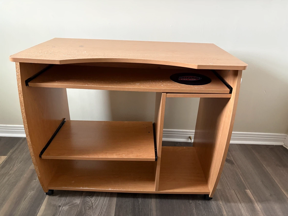 Wood computer desk with keyboard tray - photo 2