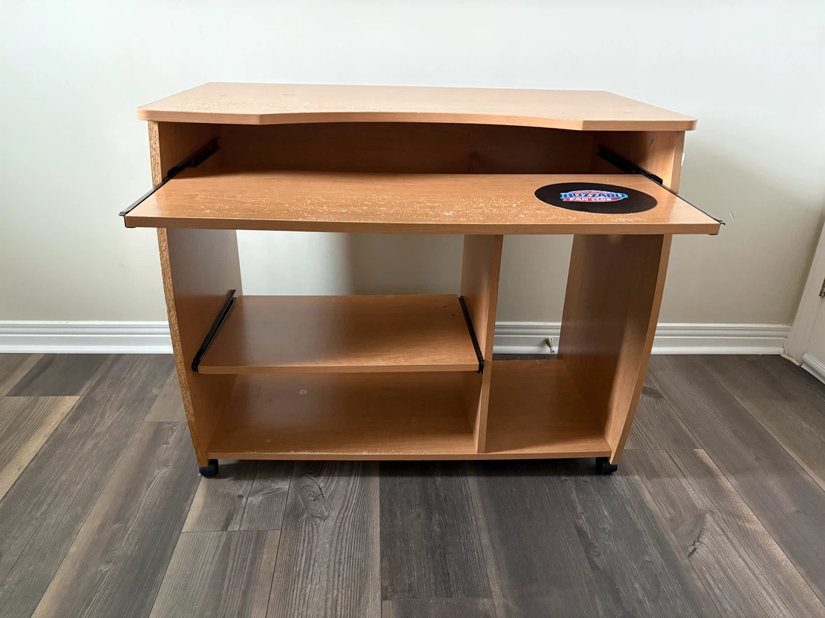 Wood computer desk with keyboard tray - photo 3