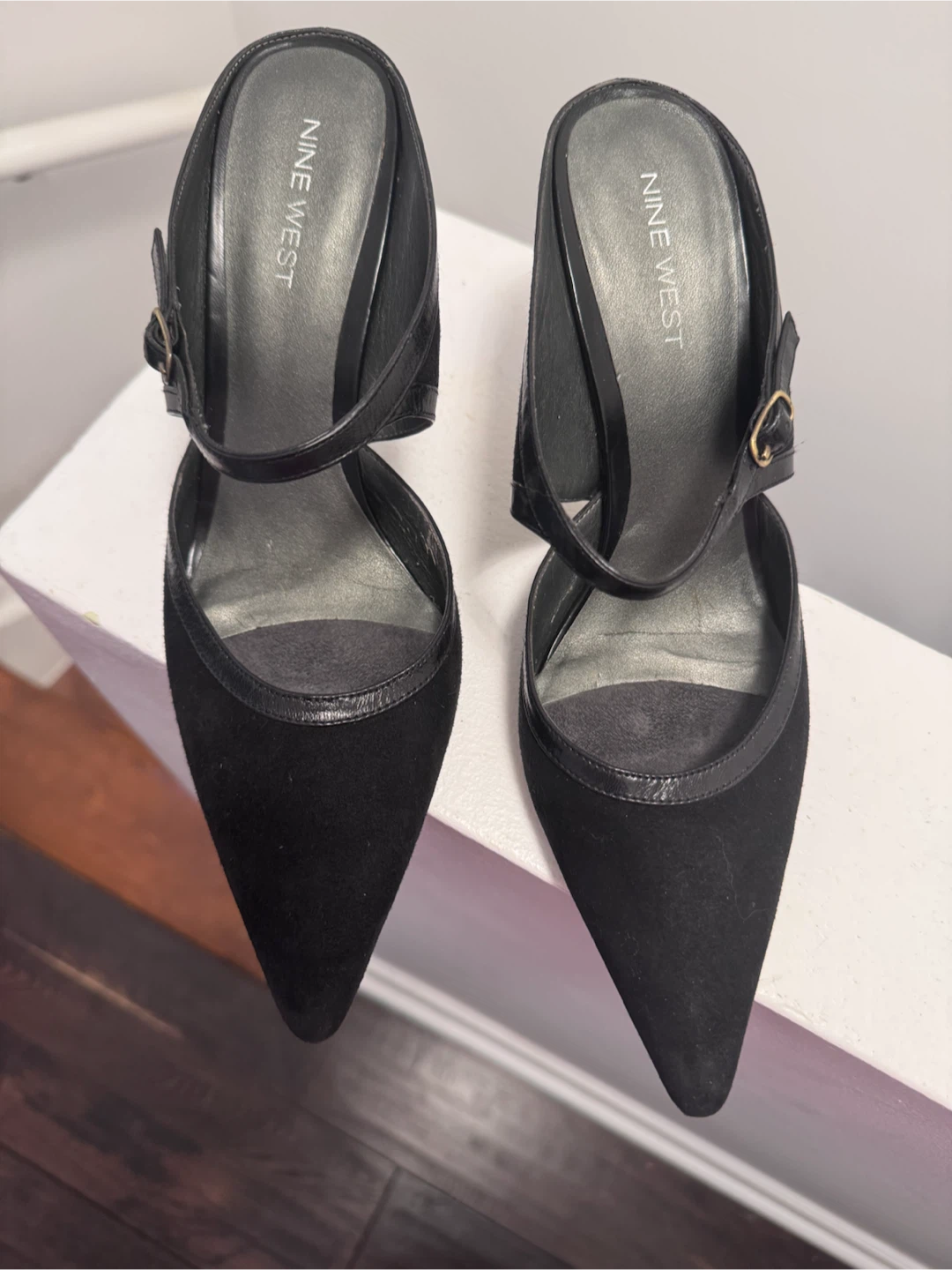 Nine West Black Suede Mules - Size 6M