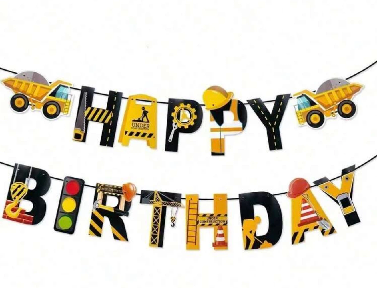 Construction Happy Birthday Banner